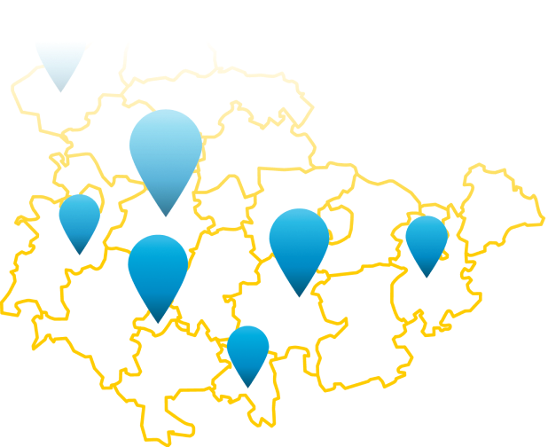 Karte von Thüringen mit teilnehmenden Städten